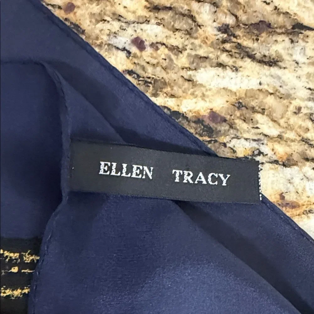 Ellen Tracy 100% Silk Scarf Abstract Colorblock Print Hand Rolled 33.5 x 34